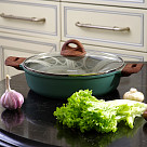 Shallow casserole FIRENZE 28x7.2 cm / 3.8 LTR with glass lid and induction bottom (aluminium with non-stick coating)