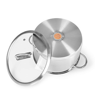 Stockpot BENJAMIN 24x14 cm / 6.3 LTR with glass lid (stainless steel)