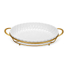Serving dish 40.7x22.5х7cm with metal stand (porcelain)