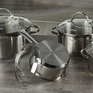 Trauku komplekts GABRIELA 8 pr. ar stikla vākiem (nerūsējošais tērauds)