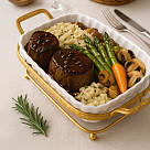 Serving dish 35.7x19.3х6.8 cm with metal stand (porcelain)