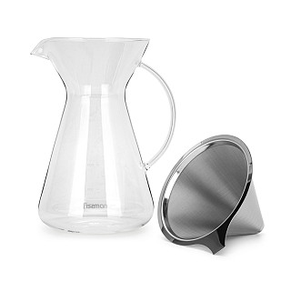 Coffee pot POUR OVER 900 ml with stainless steel filter (borosilicate glass)