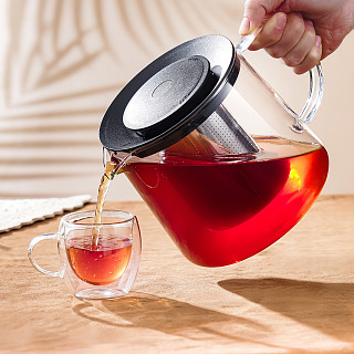 Tējkanna 1500 ml ar nerūsējošā tērauda filtru (borsilikāta stikls)