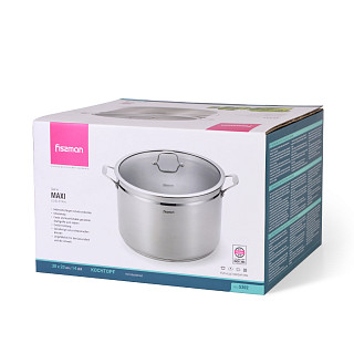 Stockpot MAXI 30x20 cm / 14 LTR with glass lid (stainless steel)