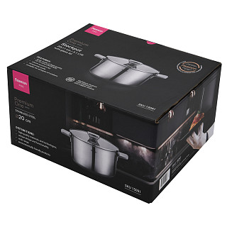 Stockpot PREMIUM ONE 20x11 cm / 3.1 LTR with glass lid (stainless steel)