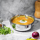 Sautējamā panna EXCLUSIVE PRO 26x9 cm / 4,6L ar stikla vāku (nerūsējošais tērauds)