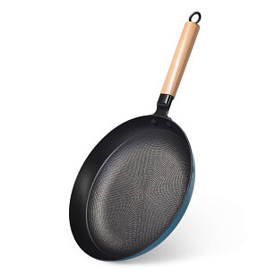 Frying pan SEAGREEN 28x5.5 cm with wooden handle (enamelled lightweight cast iron with non-stick coating)