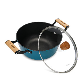 Stockpot SEAGREEN 32x12,5 cm / 8 LTR with glass lid (enamelled lightweight cast iron with non-stick coating)