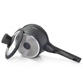 Ковш PRESTIGE 16x8,5см / 1,4л со стеклянной крышкой (алюминий)