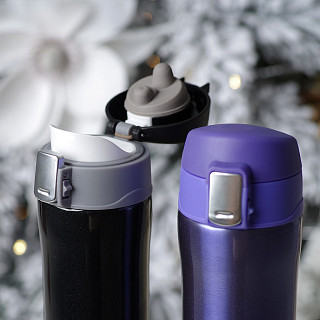 Double wall vacuum travel mug 450 ml Black color (stainless steel), art. 9625