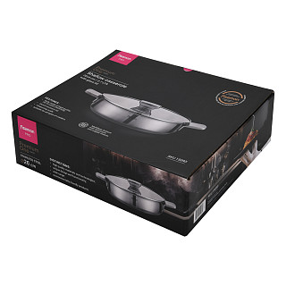 Troškintuvas PREMIUM ONE 26x6 cm / 2,7 L su stikliniu dangčiu (nerūdijantis plienas)