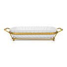 Serving dish 35.7x19.3х6.8 cm with metal stand (porcelain)