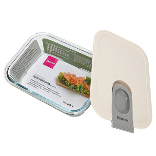 Container with plastic lid 20.4x15.3x7.3 cm / 1050 ML (borosilicate glass)
