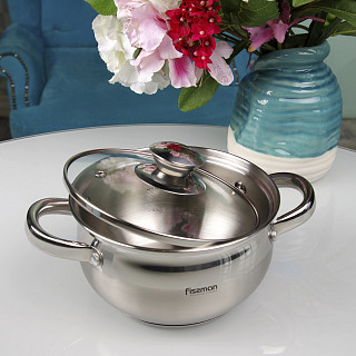 Stockpot PRIME 18x10.5 cm / 2.7 LTR with glass lid (stainless steel)