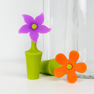 Bottle stopper FLOWER 9 cm (silicone) (24 pcs per PVC tube)