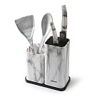 Kitchen knife and utensil organizer 11x11x23 + 11x11x17 cm, color MARBLE (plastic)