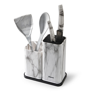 Kitchen knife and utensil organizer 11x11x23 + 11x11x17 cm, color MARBLE (plastic)