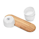 Set of 3 bowls 28.5x9.5x6.1 cm with wooden stand (porcelain)