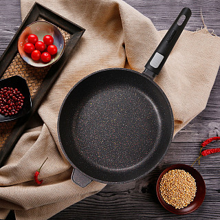 Deep frying pan REBUSTO 24x6.5 cm with detachable handle with induction bottom (aluminium with non-stick coating)