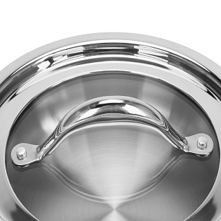 Ковш ABSOLUTE PRO 16x7,5 см / 1,5 л со стеклянной крышкой (нерж. сталь)