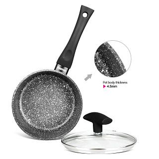 Sauce pan with glass lid FIORE 16x8.5 cm / 1.45 LTR with induction bottom (aluminium with non-stick coating)