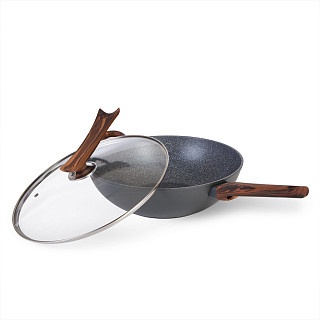 WOK panna CAPELLA 30x8,5cm/4300 ml ar stikla vākul (alumīnijs) WOK panna CAPELLA 30x8,5cm/4300 ml ar stikla vākul (alumīnijs)