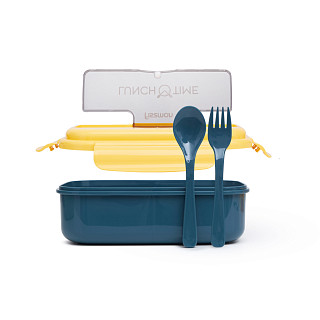 Lunch box with 3 compartments 21.5x15x8 cm / 1100 ml, yellow (plastic), art. 16740