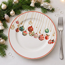 Šķīvis CHRISTMAS BALLS 20,4 cm (jaunais kaula porcelāns)