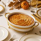 Serving dish 36.2x23.2х7.3 cm with metal stand (porcelain)