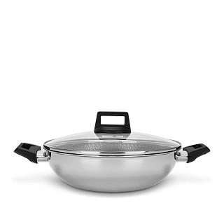 5456 FISSMAN Wok IRON CHEF 28x8.5 cm / 3.54 LTR cm with non-stick coating and glass lid (stainless steel)