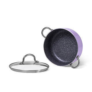 Katls MINI CHEF 18x8cm/1800 ml  ar stikla vāku, lillā (alumīnijs) Katls MINI CHEF 18x8cm/1800 ml  ar stikla vāku, lillā (alumīnijs)
