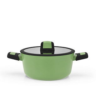 Stockpot BOOM 24x11.5 cm / 4.2 LTR with glass lid and induction bottom GREEN