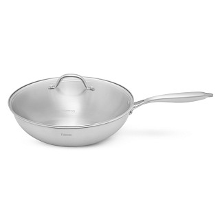 WOK keptuvė AETERNUM 32x9 cm su stiklo dangčiu (nerūd. pl.)