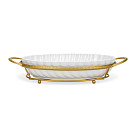 Serving dish 34.2x18.7х6.5 cm with metal stand (porcelain)