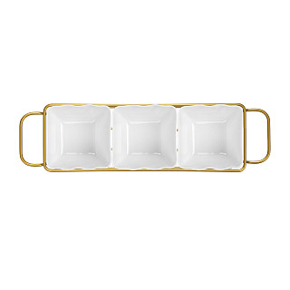 Bļodiņu komplekts metāla statīvā 3 gab. 35,8x10,7x6,3 cm (porcelāns)