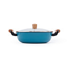 Shallow casserole SEAGREEN 28x8 cm / 4 LTR with glass lid (enamelled lightweight cast iron with non-stick coating)