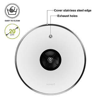 Glass lid 20 cm, black