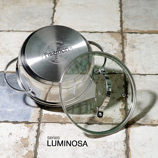 Puodas LUMINOSA 20x9,5cm / 3,0l su stikliniu dangčiu (nerūdijantis plienas)