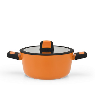 Stockpot BOOM 24x11.5 cm / 4.2 LTR with glass lid and induction bottom ORANGE