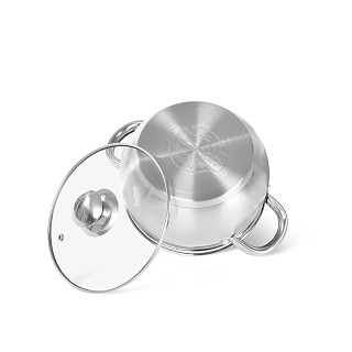 Stockpot PRIME 14x8.5 cm / 1.3 LTR with glass lid (stainless steel)