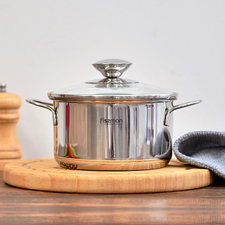 Mini cooking pot BAMBINO 14x7.5 cm / 1,1 LTR with glass lid (stainless steel)