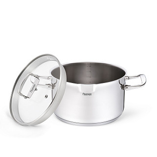 Stockpot ADELIE 18x10.5 cm / 2.5 LTR with glass lid (stainless steel)