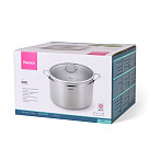 Puodai MAXI 30x20cm / 14L su stikliniu dangteliu (nerūdijantis plienas)