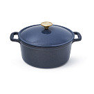 Puodas LE MANS BLUE 24x11,5 cm / 4,5 l su dangčiu (emaliuotas ketus)