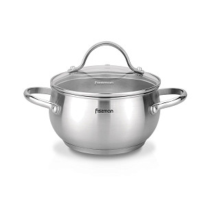 Stockpot MARTINEZ 20x11 cm / 3.5 LTR with glass lid (stainless steel)