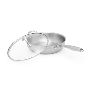Deep frying pan AETERNUM 28х7.5 cm with glass lid (stainless steel)