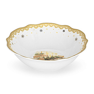 Bļoda CHRISTMAS EVE 15,5x5 cm, zelta krāsā (jaunais kaula porcelāns)