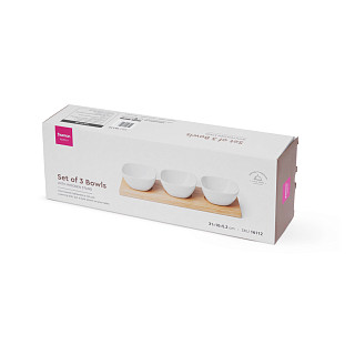 Bļodiņu komplekts koka statīvā 3 gab. 31x10x5,2 cm (porcelāns)