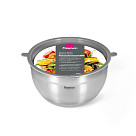 Mixing bowl 20x12 cm / 3 LTR with lid and silicone bottom (stainless steel)