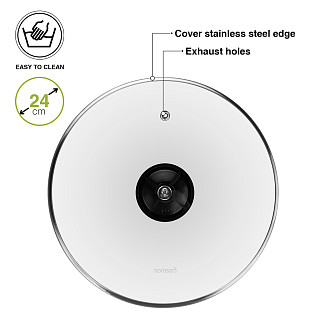 Glass lid 24 cm, black